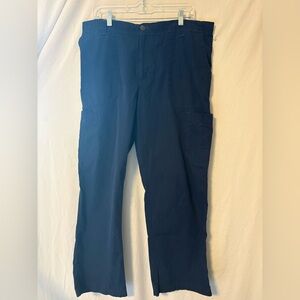 Carhartt Dark Blue Cargo Pants with back elastic waistband.